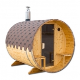 Sauna mit Außensitzplatz Sauna Fass Saunafass Außensauna 2,0 x 2,4 m